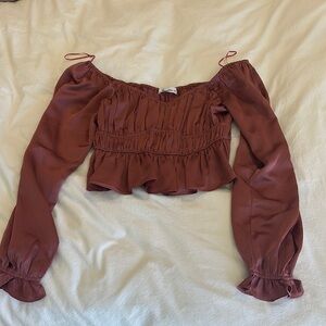 Elegant Off-Shoulder Brown Top